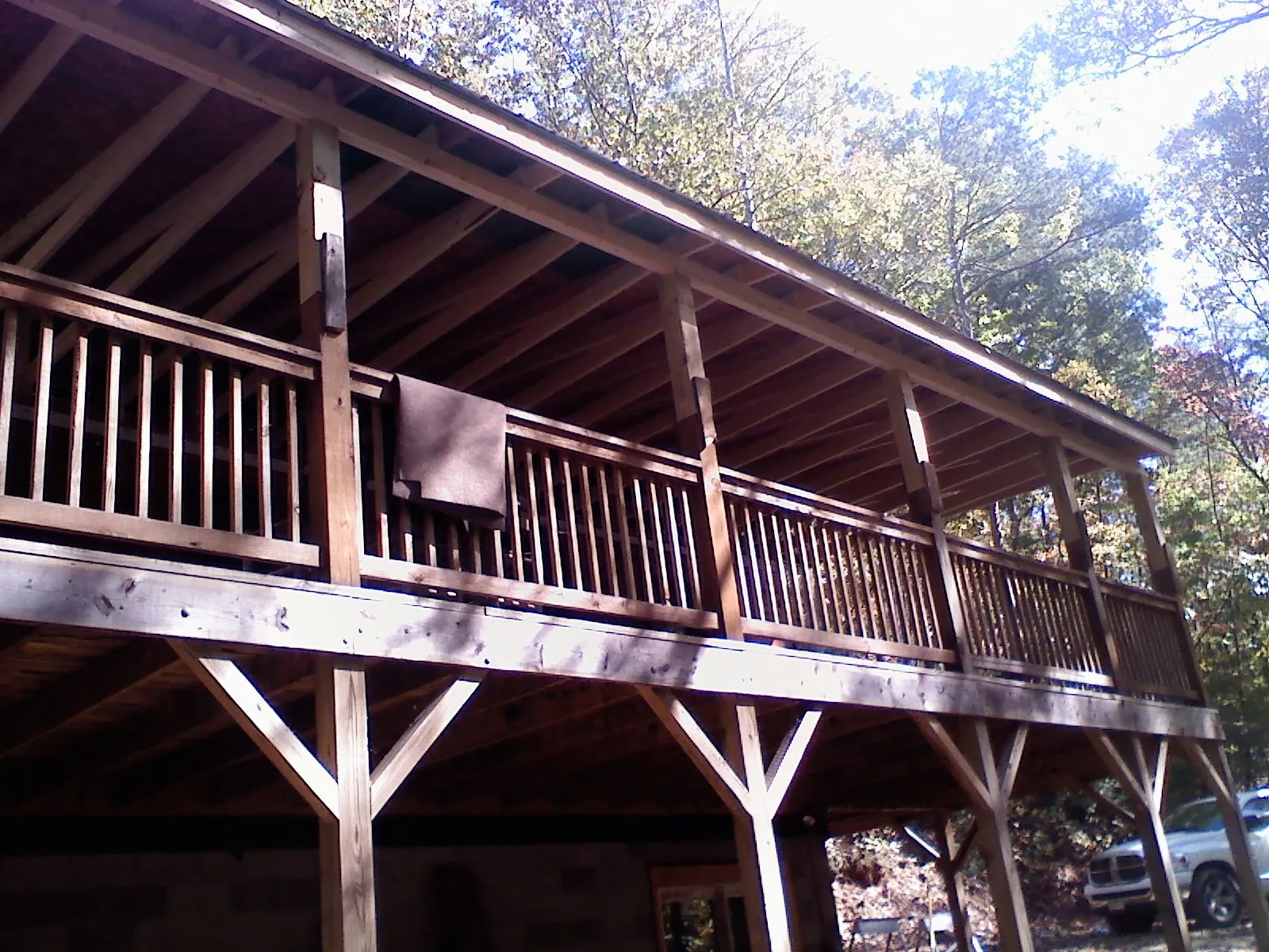 Timber framing under a new elevated porch and deck — Roof Leak Repair in Montpelier Station by Roofing Brothers